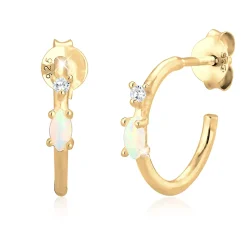 Elli "Creole | Opal ( Weiß )< Silber|Roségold