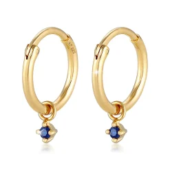 Elli "Creole | Saphir ( Blau )< Ohrringe|Vergoldet