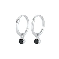 Elli "Creole | Zirkonia ( Schwarz )< Ohrringe|Silber