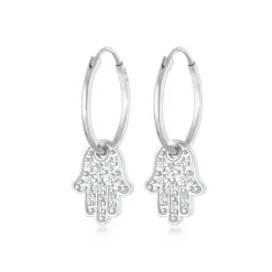 Elli "Creole Hamsa Hand | Zirkonia ( Weiß )< Symbol-schmuck|Letzte Chance