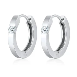 Elli "Creolen | Diamant (Weiß, 0.22 ct.)< Ohrringe|Silber