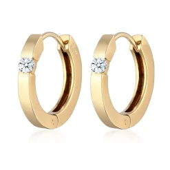 Elli "Creolen | Diamant (Weiß, 0.22 ct.)< Ohrringe|Silber