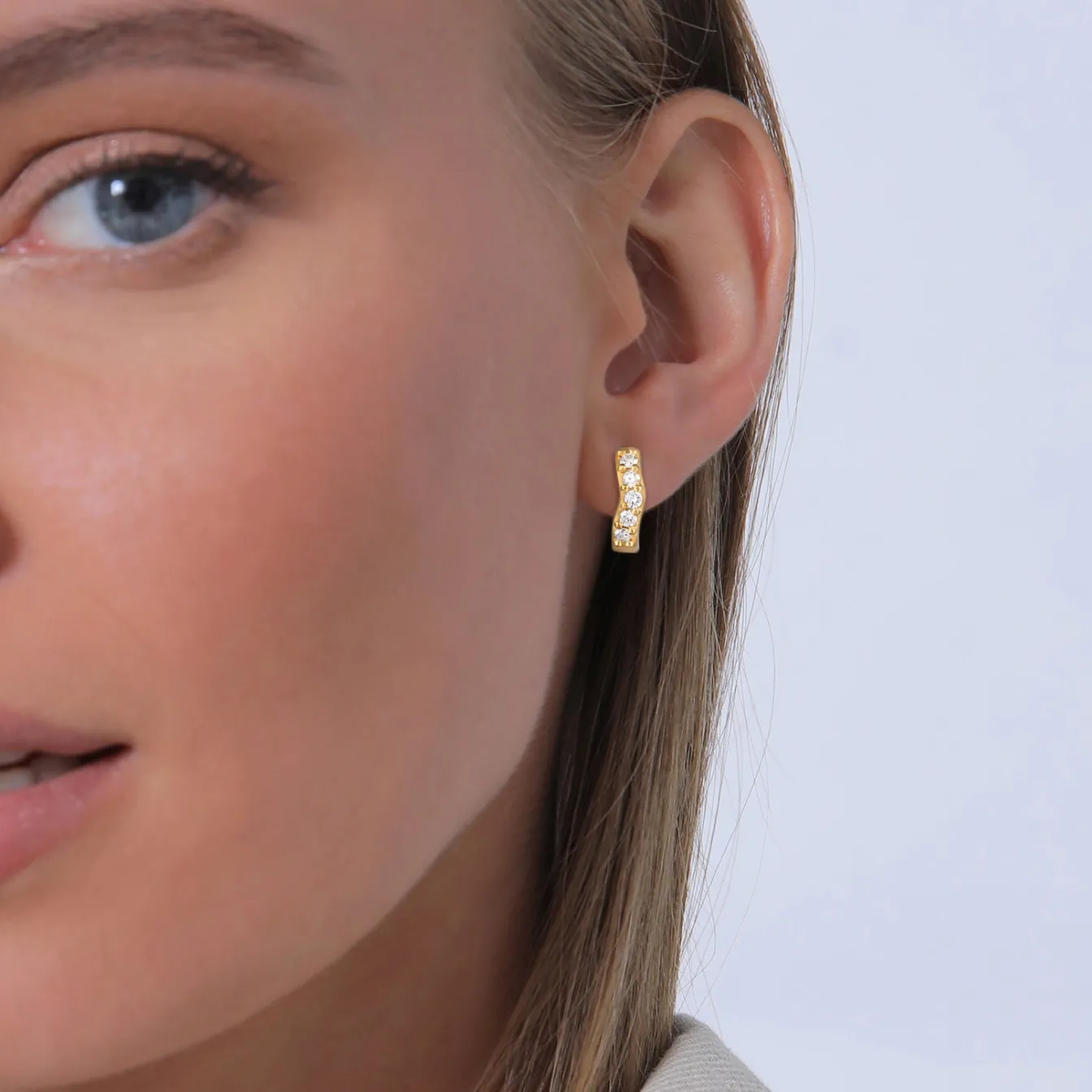 Elli "Creolen | Laborgezüchteter Diamant (Weiß, 0.07 ct.)< Vergoldet|Diamanten