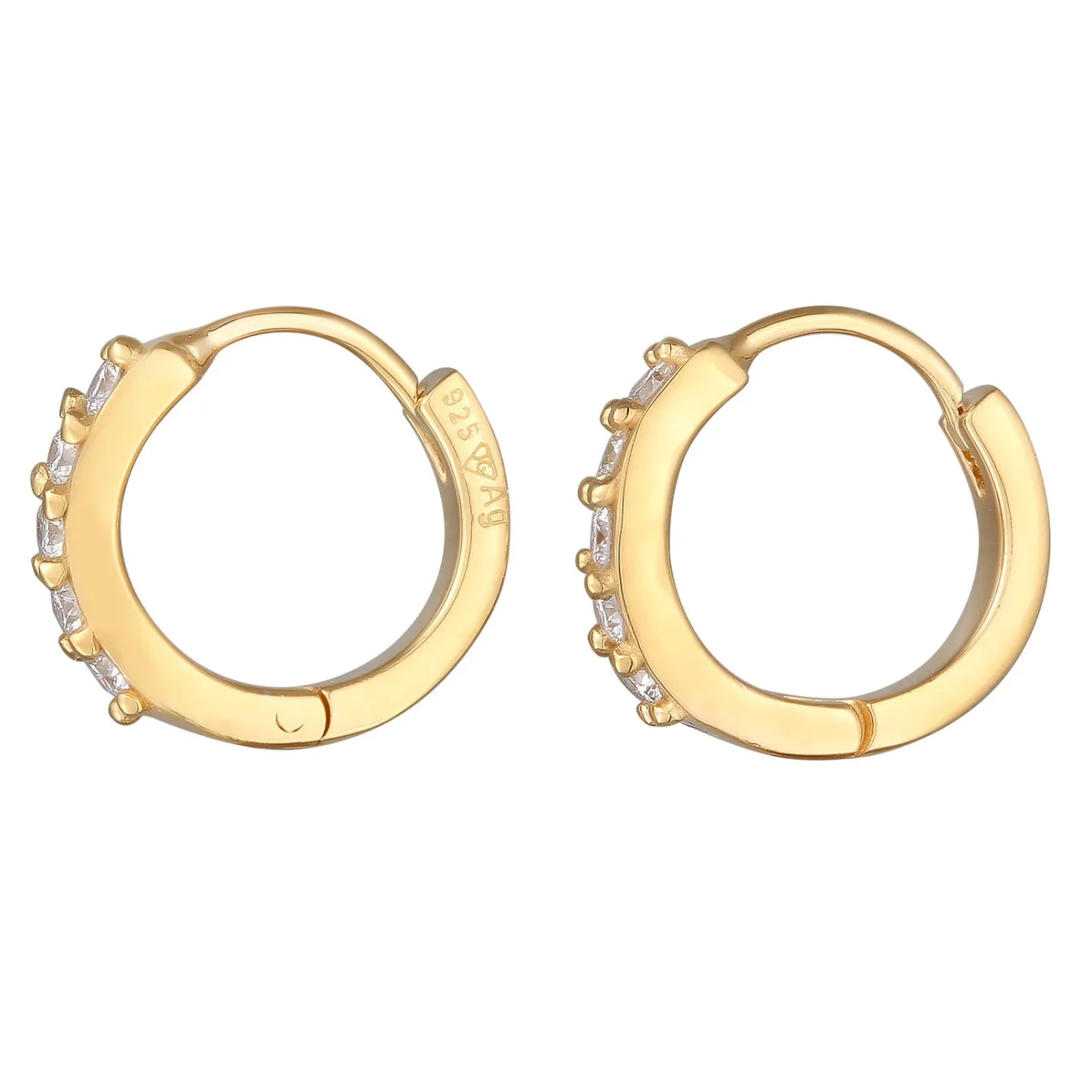Elli "Creolen | Laborgezüchteter Diamant (Weiß, 0.07 ct.)< Vergoldet|Diamanten