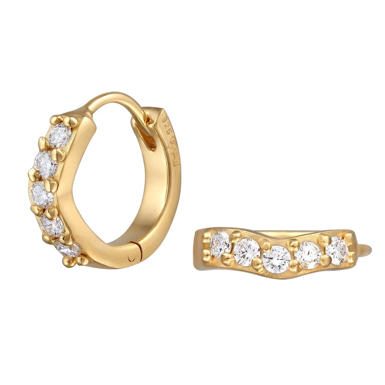 Elli "Creolen | Laborgezüchteter Diamant (Weiß, 0.07 ct.)< Vergoldet|Diamanten