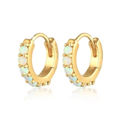 Elli "Creolen | Opal (Weiß)< Silber|Ohrringe
