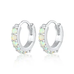 Elli "Creolen | Opal (Weiß)< Silber|Ohrringe