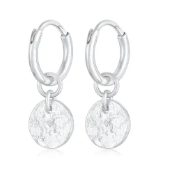 Elli "Creolen Coin Plättchen Organic Look 925 Silber< Vergoldet|Ohrringe
