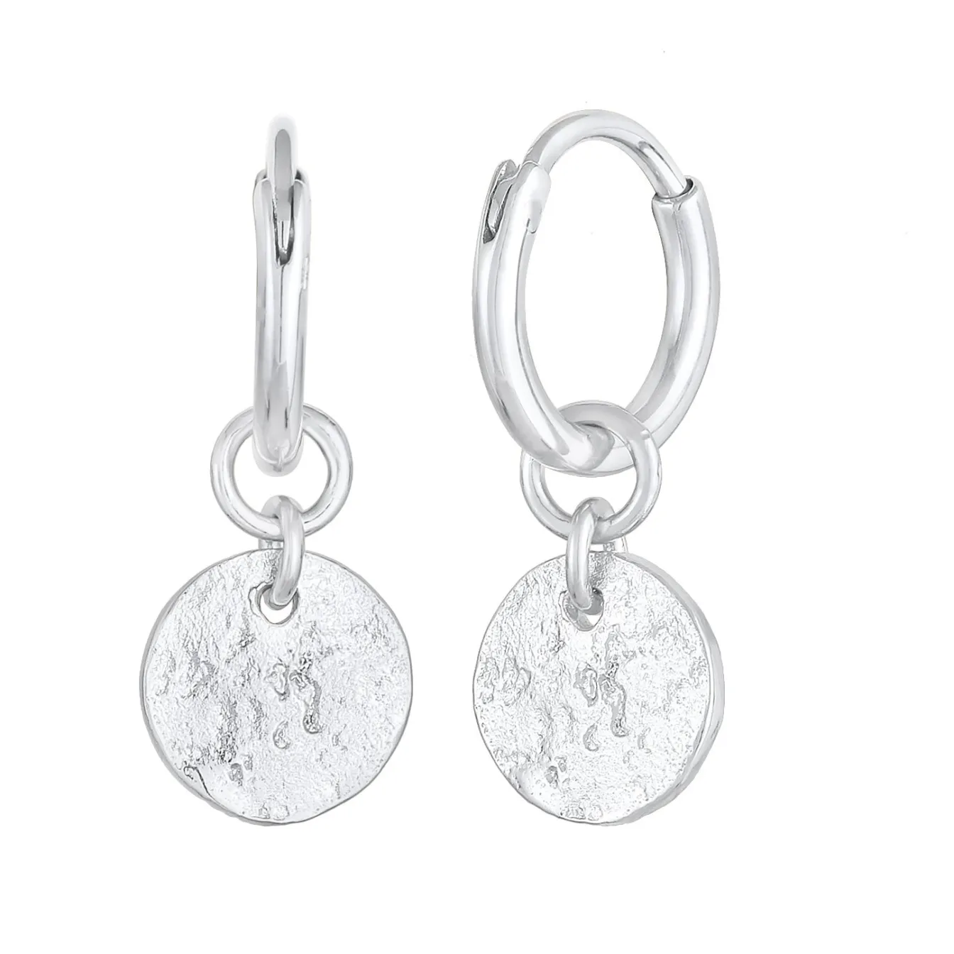 Elli "Creolen Coin Plättchen Organic Look 925 Silber< Vergoldet|Ohrringe