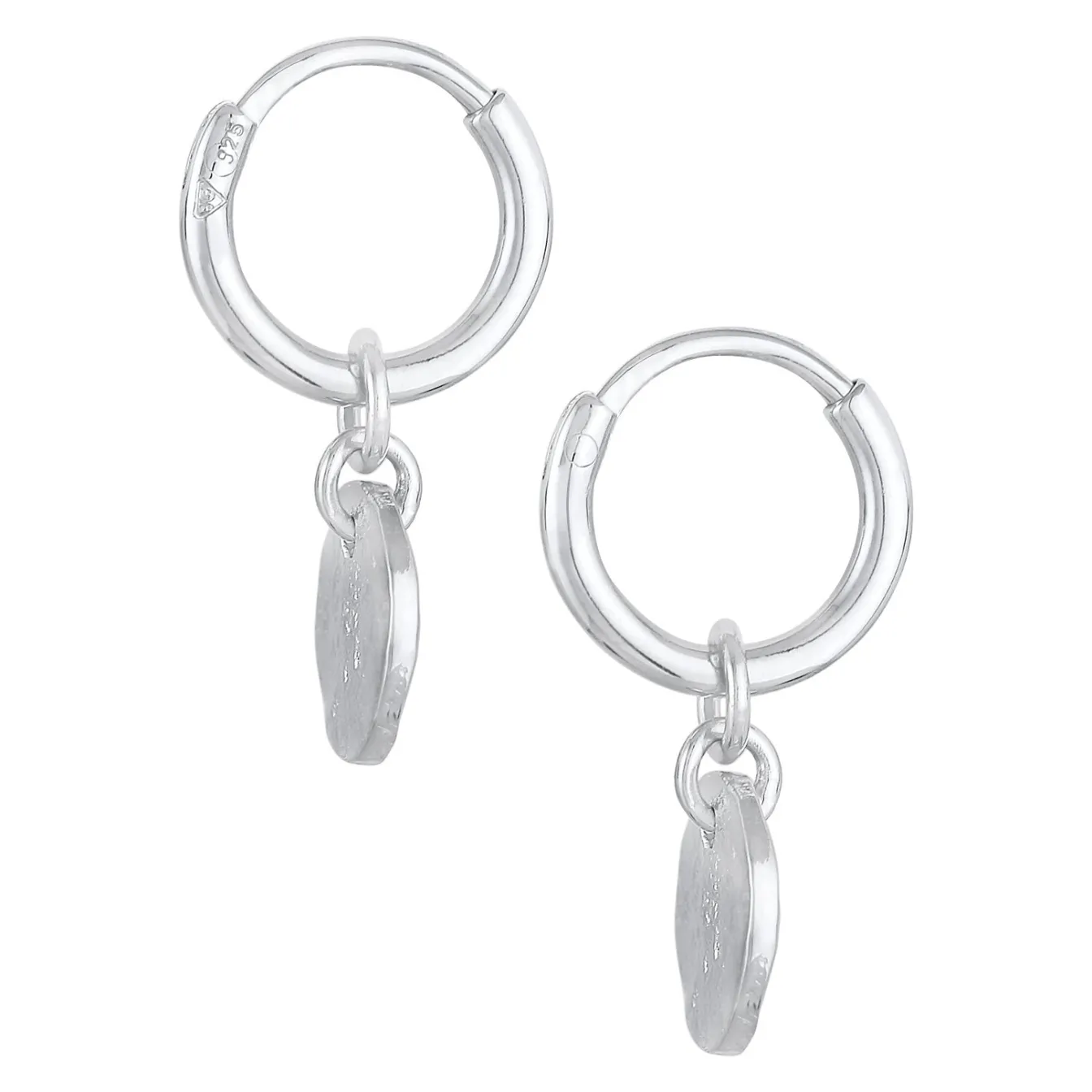 Elli "Creolen Coin Plättchen Organic Look 925 Silber< Vergoldet|Ohrringe