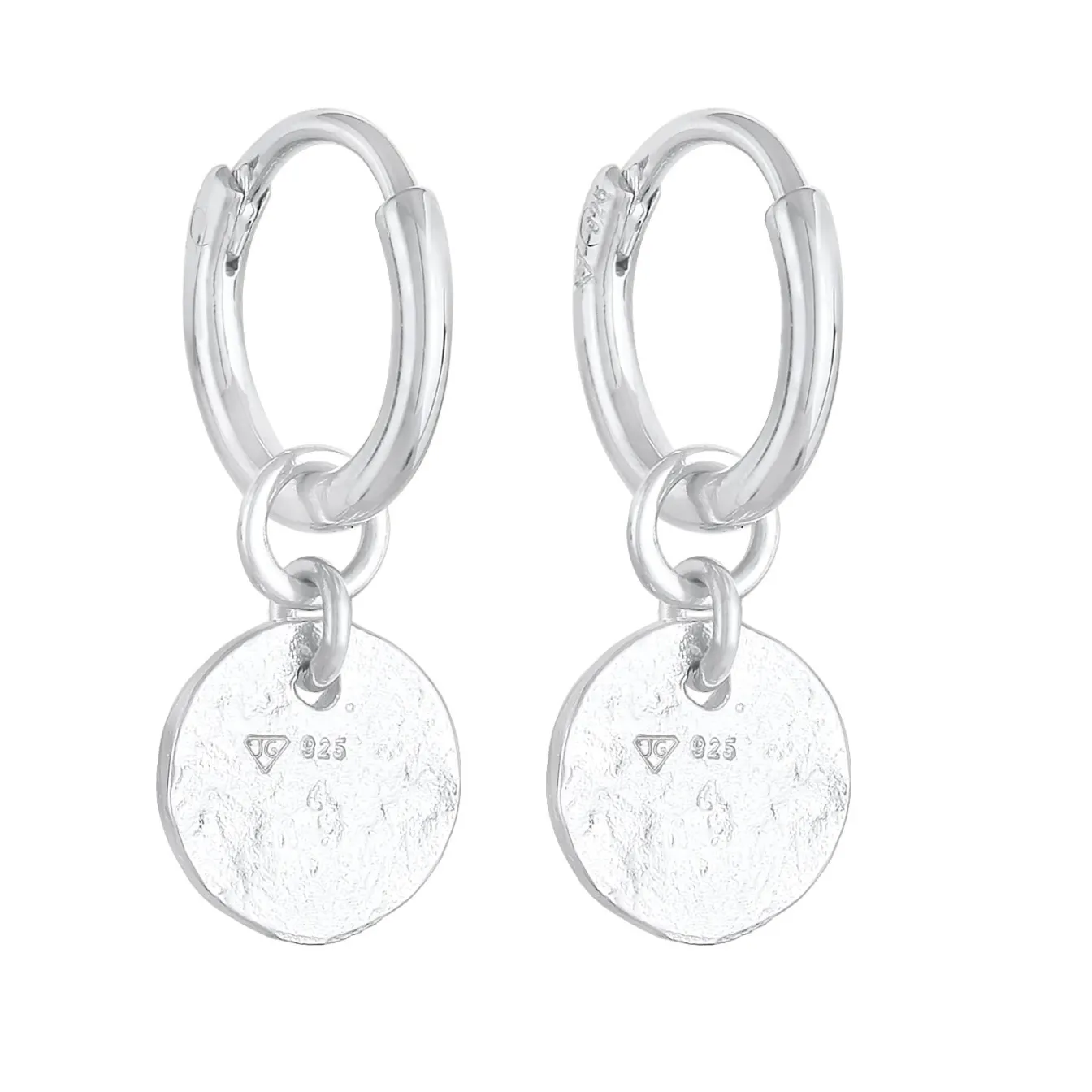 Elli "Creolen Coin Plättchen Organic Look 925 Silber< Vergoldet|Ohrringe
