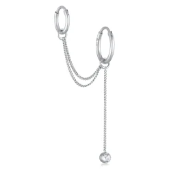 Elli "Creolen Ear Chain | Kristall (Weiß)< Ohrringe|Silber