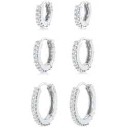 Elli "Creolen 3er Set | Zirkonia (weiß)< Ohrringe|Silber