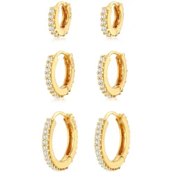Elli "Creolen 3er Set | Zirkonia (weiß)< Ohrringe|Silber