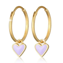 Elli "Creolen Herz | Emaille (Lila)< Symbol-schmuck|Herz-schmuck