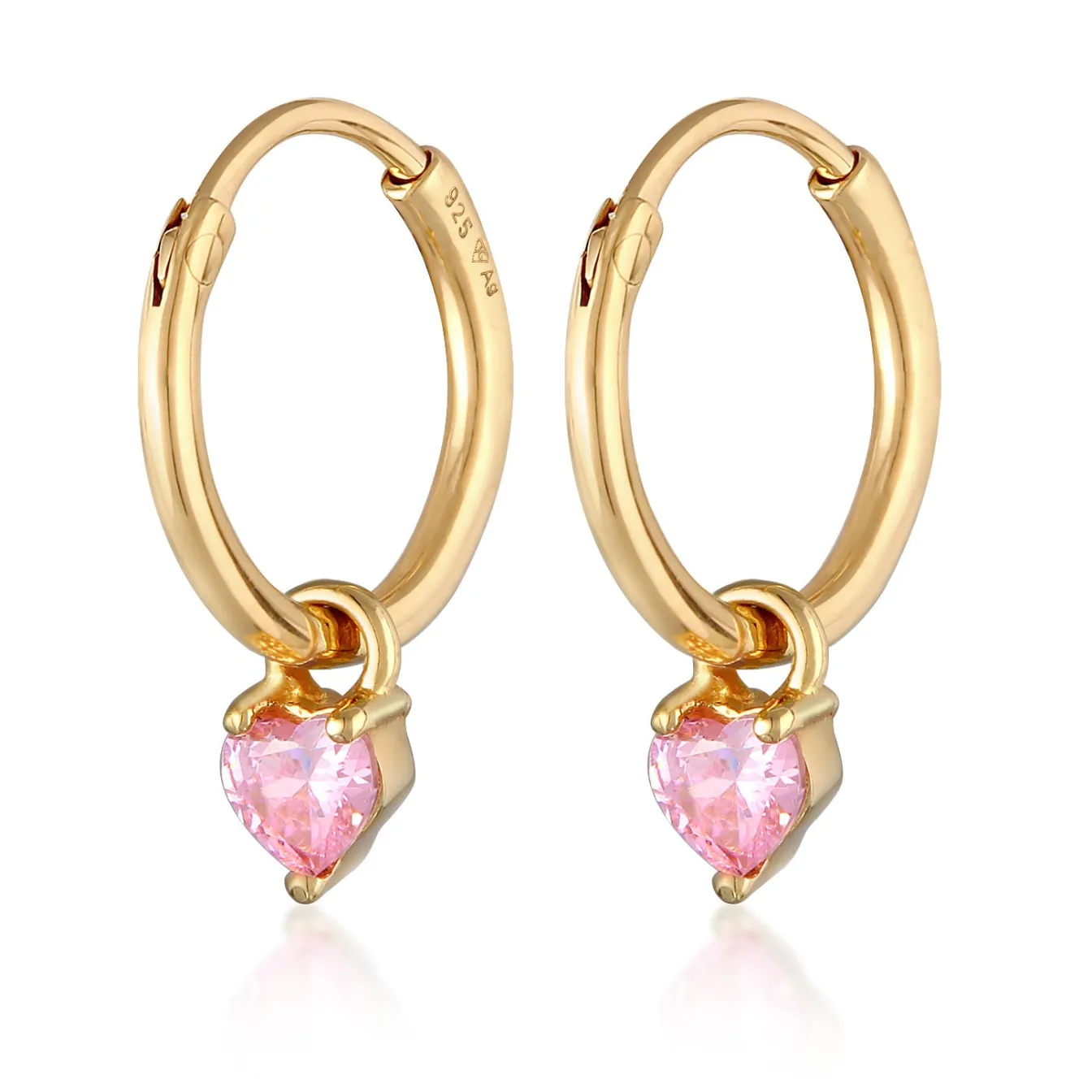 Elli "Creolen Herz | Zirkonia (Rosa)< Symbol-schmuck|Herz-schmuck