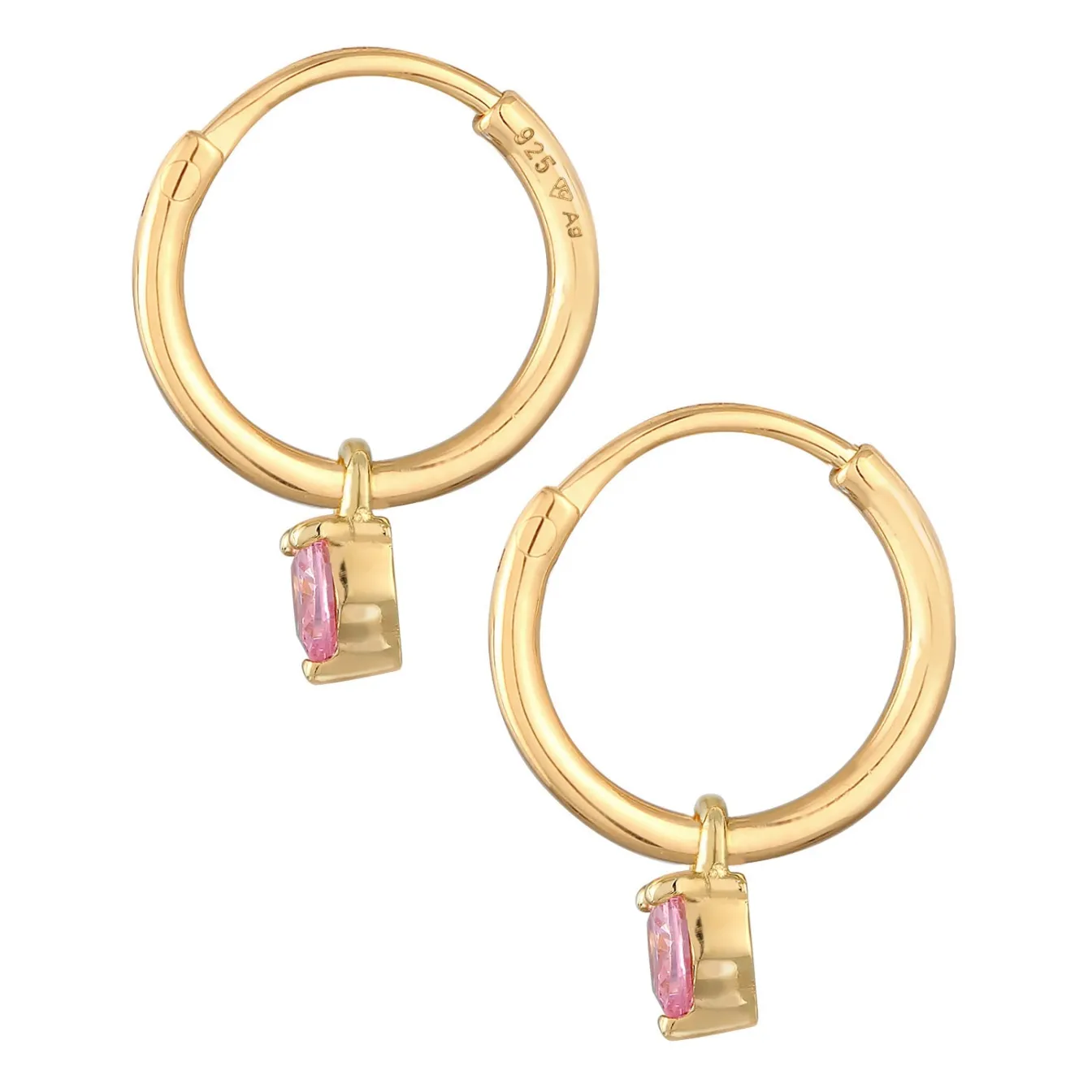 Elli "Creolen Herz | Zirkonia (Rosa)< Symbol-schmuck|Herz-schmuck