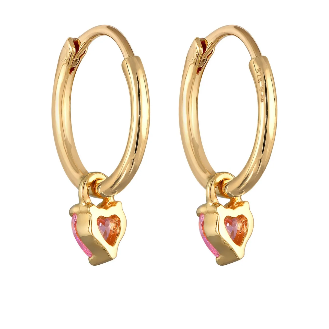 Elli "Creolen Herz | Zirkonia (Rosa)< Symbol-schmuck|Herz-schmuck
