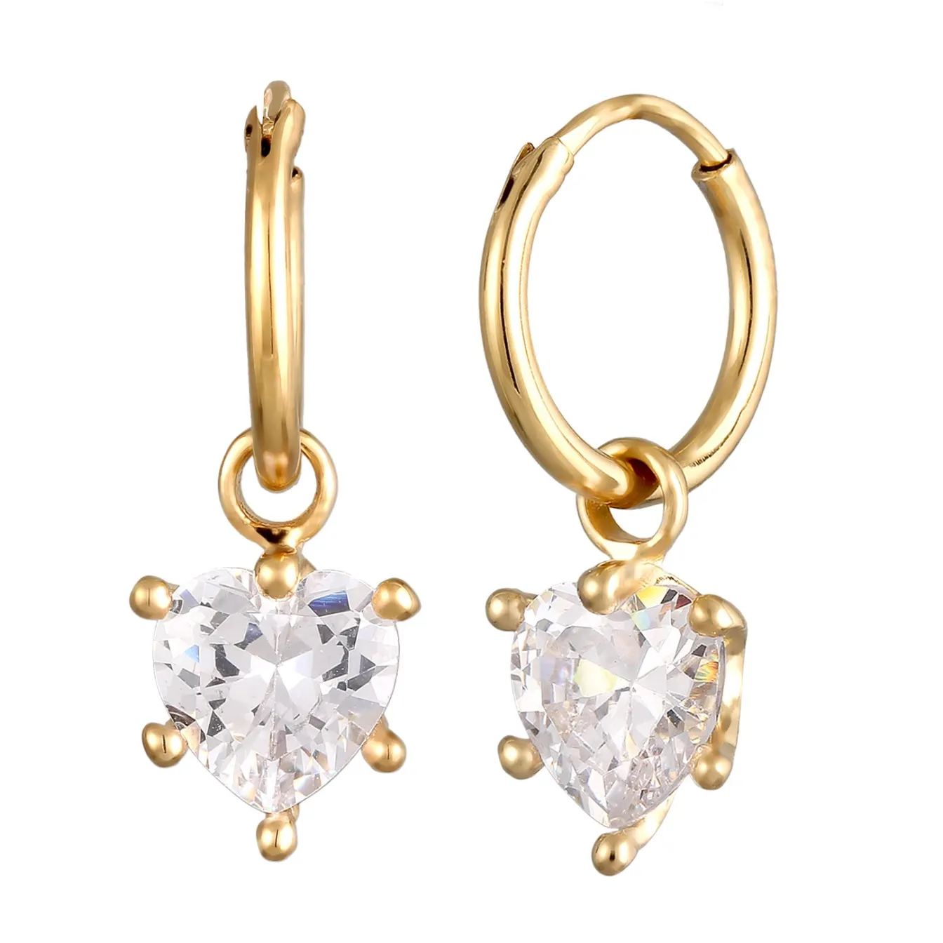 Elli "Creolen Herz | Zirkonia (Weiß)< Vergoldet|Symbol-schmuck