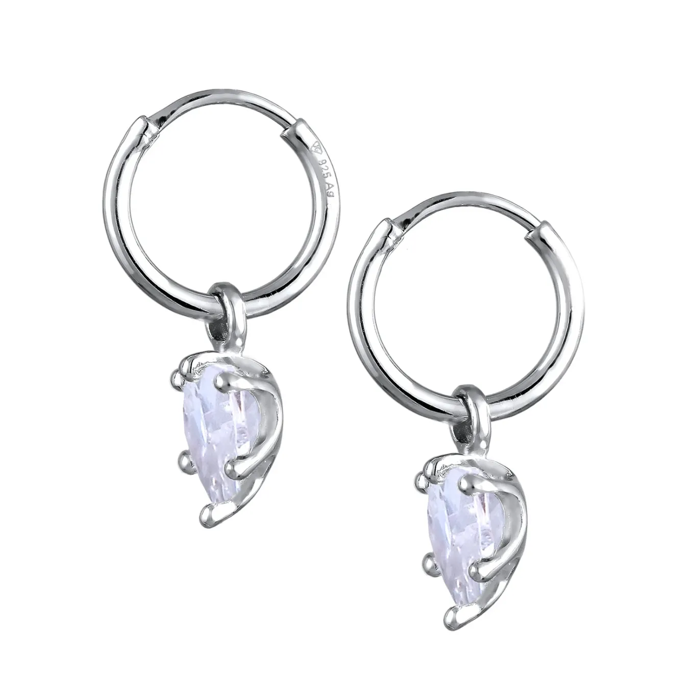 Elli "Creolen Herz | Zirkonia (Weiß)< Vergoldet|Symbol-schmuck