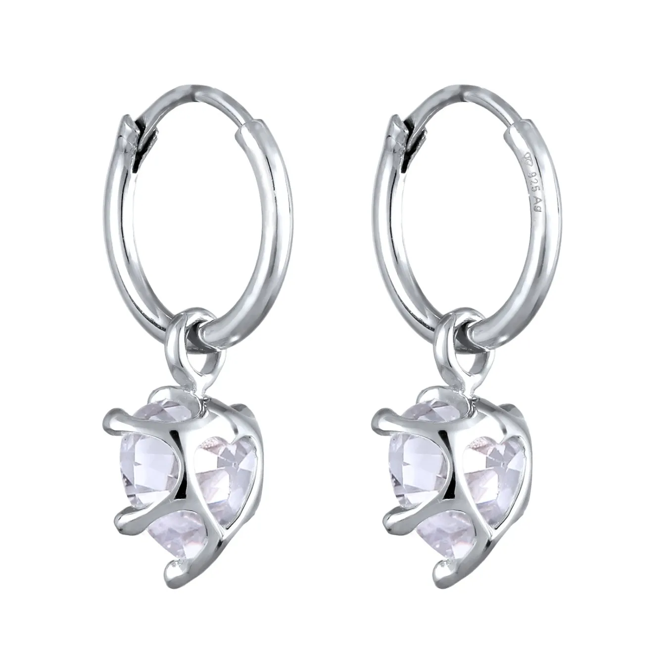 Elli "Creolen Herz | Zirkonia (Weiß)< Vergoldet|Symbol-schmuck