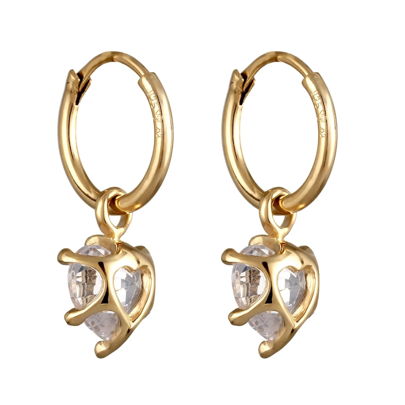 Elli "Creolen Herz | Zirkonia (Weiß)< Vergoldet|Symbol-schmuck