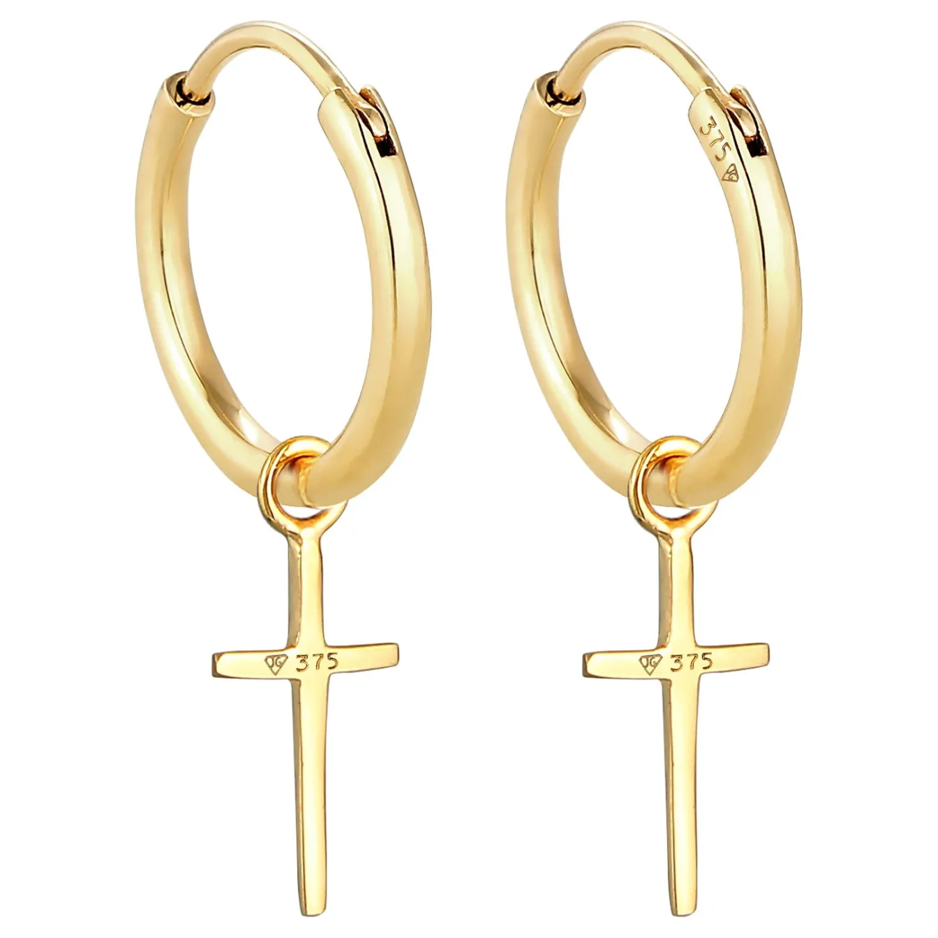 Elli "Creolen Kreuz< Symbol-schmuck|Ohrringe