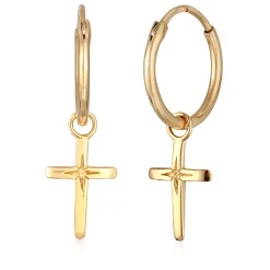 Elli "Creolen Kreuz< Vergoldet|Symbol-schmuck