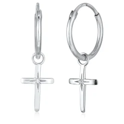 Elli "Creolen Kreuz< Vergoldet|Symbol-schmuck