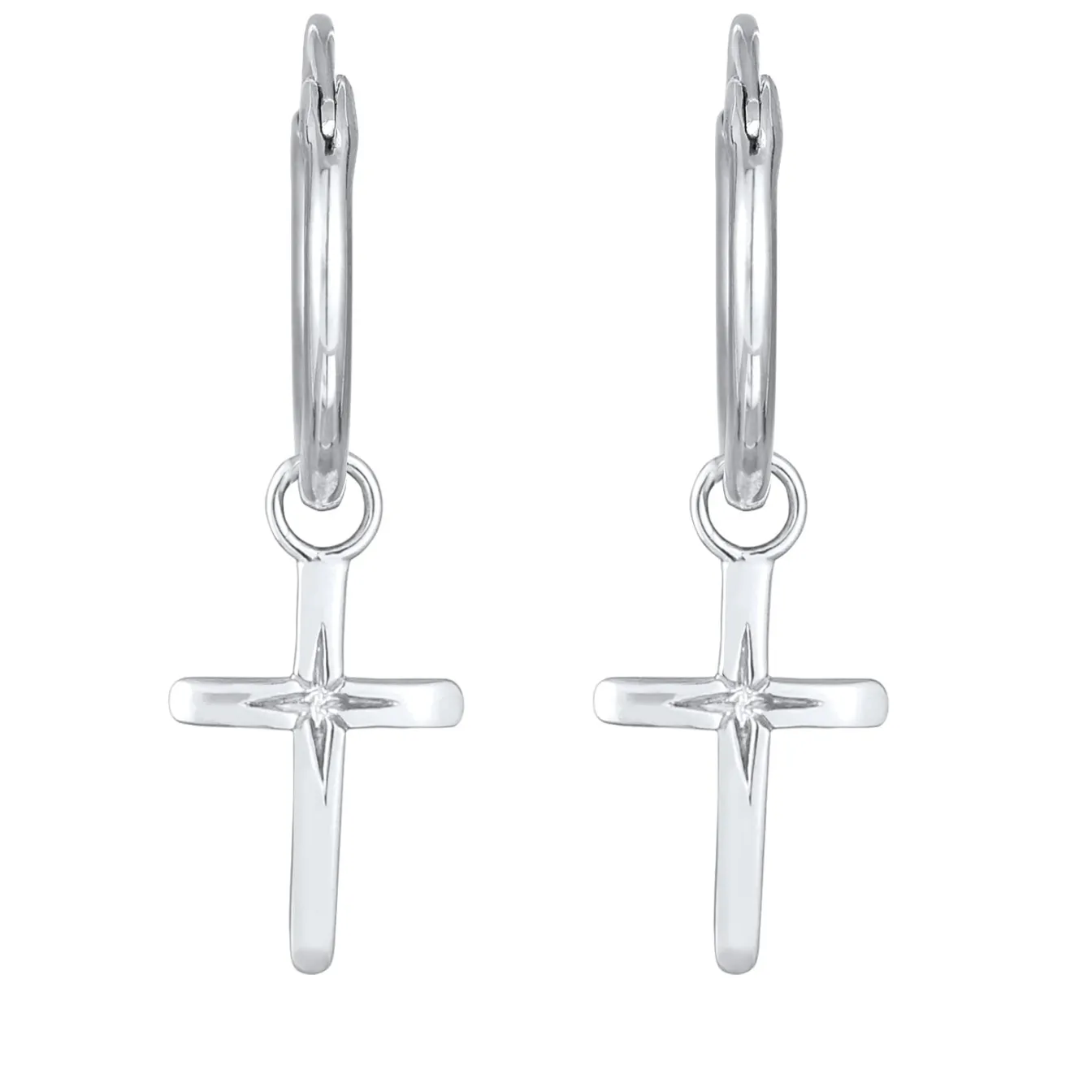 Elli "Creolen Kreuz< Vergoldet|Symbol-schmuck