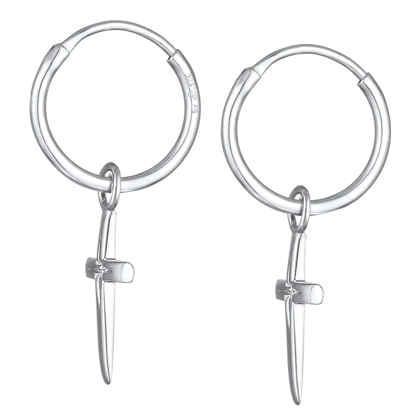 Elli "Creolen Kreuz< Vergoldet|Symbol-schmuck