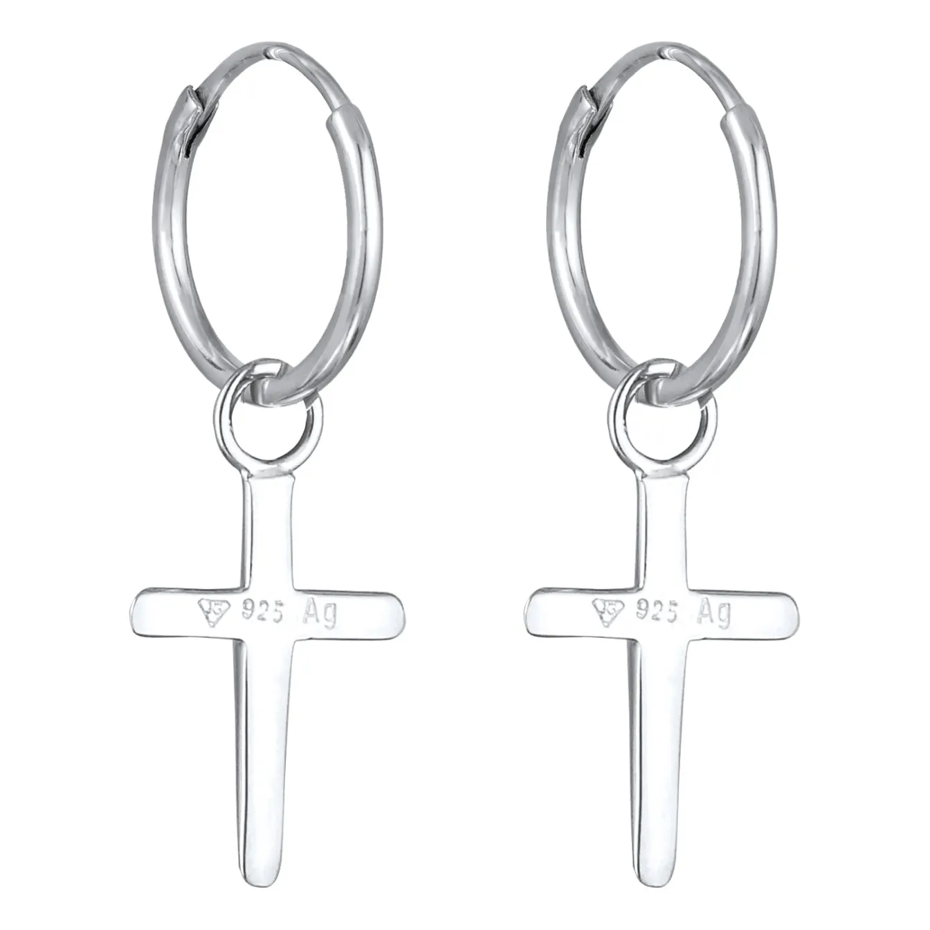 Elli "Creolen Kreuz< Vergoldet|Symbol-schmuck