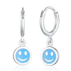 Elli "Creolen mit Smiling Face Anhänger | Emaille (Orange)<Kinder Kinderschmuck