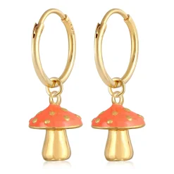 Elli "Creolen Pilz | Emaille (Orange)< Symbol-schmuck|Ohrringe