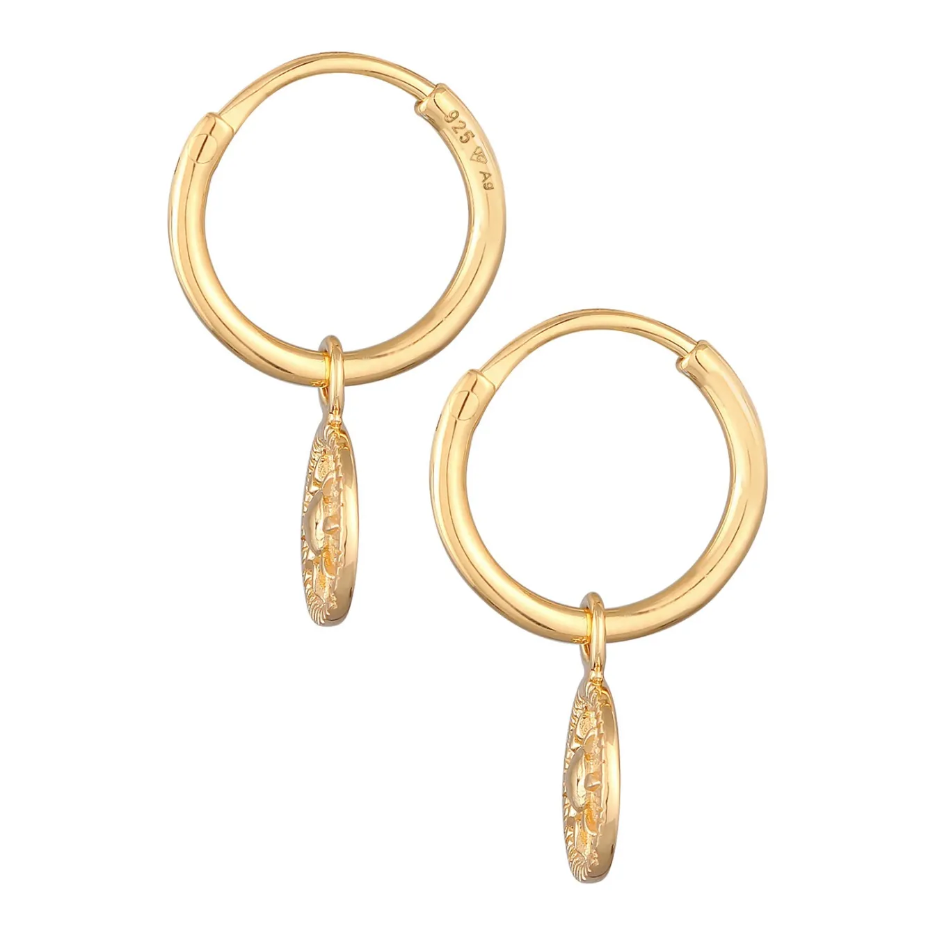 Elli "Creolen Plättchen Vintage< Symbol-schmuck|Ohrringe