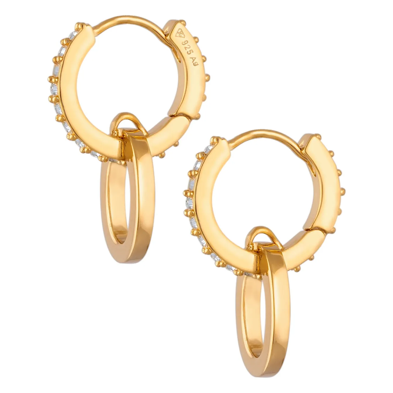 Elli "Creolen Ring Einhänger | Glas Kristalle (Weiß)< Vergoldet|Ohrringe