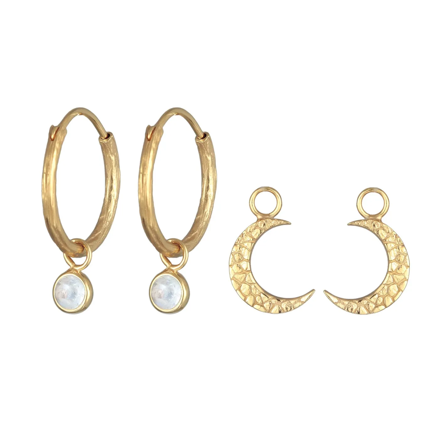 Elli "Creolen Set Einhänger Halbmond< Symbol-schmuck|Ohrringe