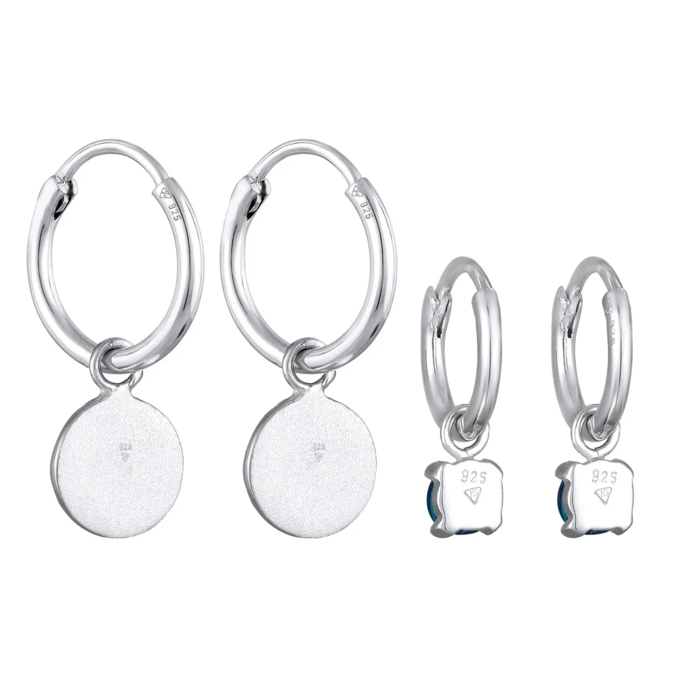 Elli "Creolen Set Plättchen |Synt. Opal (blau)< Vergoldet|Ohrringe