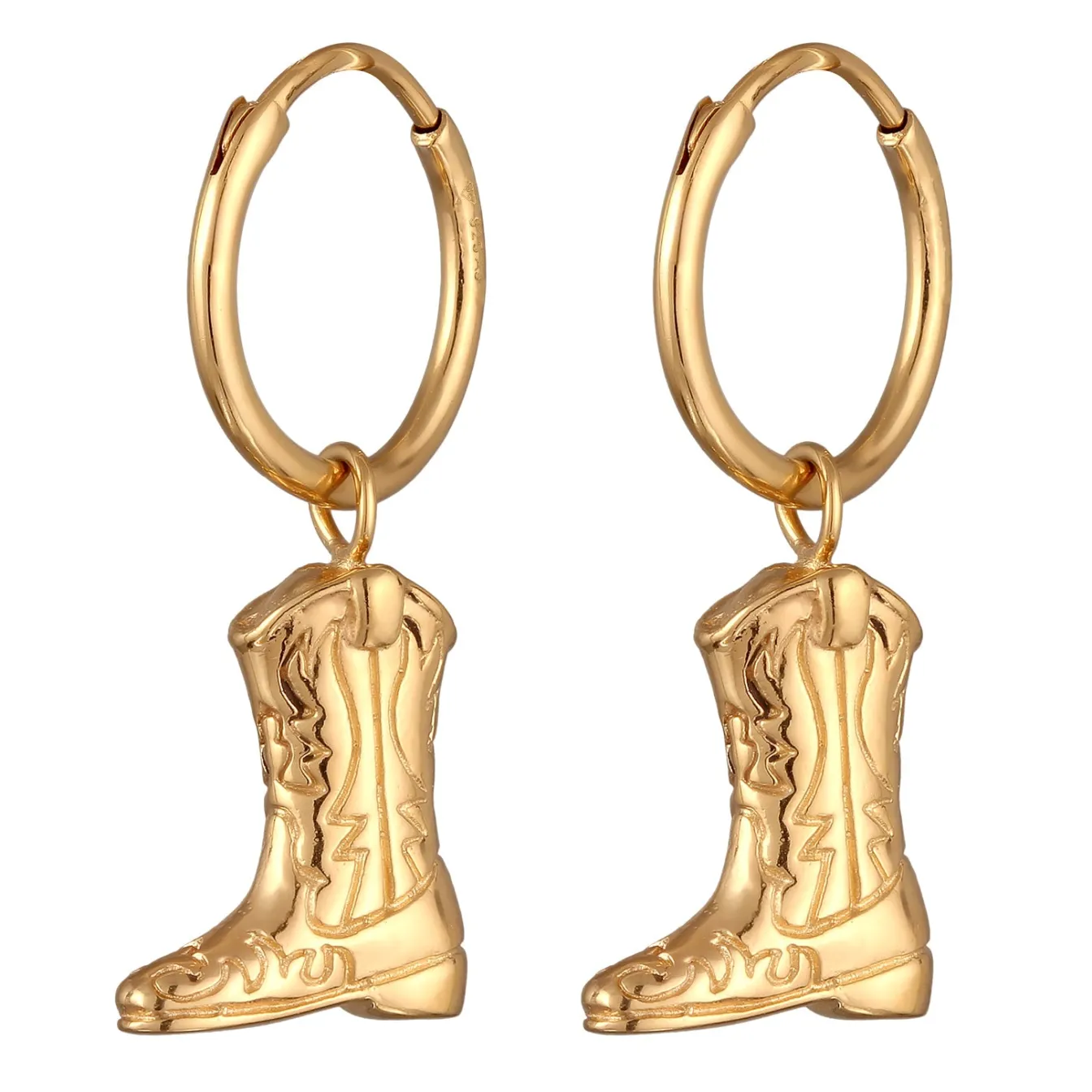 Elli "Creolen Westernstiefel< Vergoldet|Symbol-schmuck