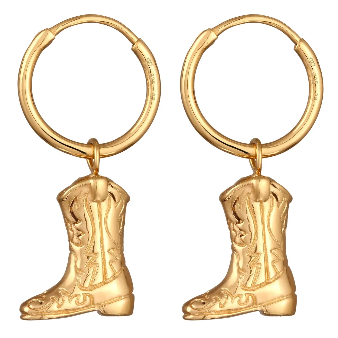 Elli "Creolen Westernstiefel< Vergoldet|Symbol-schmuck