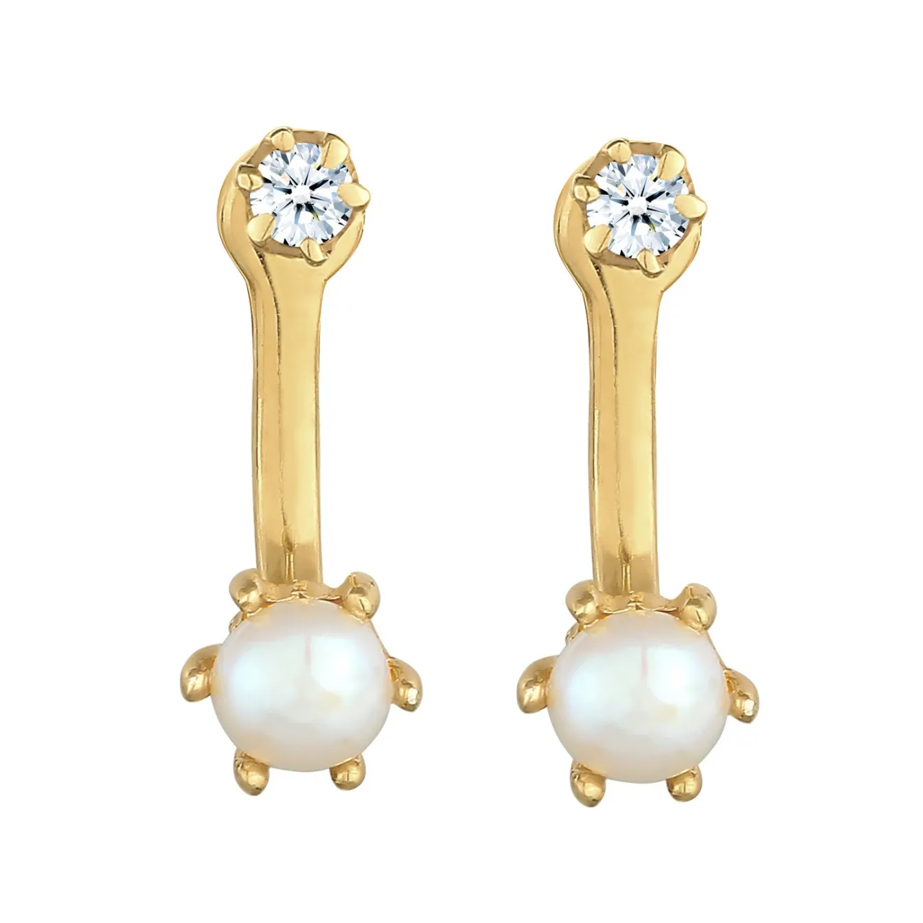 Elli "Ear Jacket | Diamant (0.06 ct), Süßwasserperle< Perlen|Ohrringe