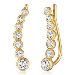 Elli "Earclimber Funkelnd | Kristall (Weiß)< Ohrringe|Silber