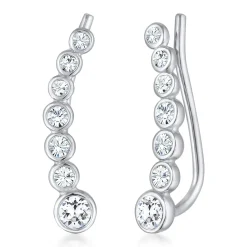 Elli "Earclimber Funkelnd | Kristall (Weiß)< Ohrringe|Silber