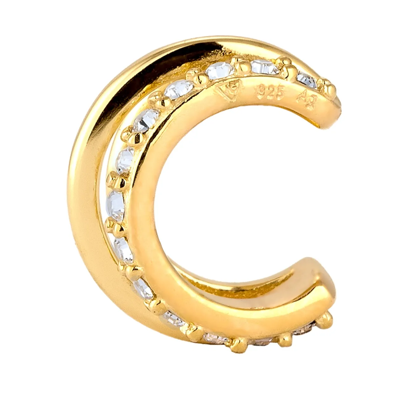 Elli "Earcuff | Glas Kristalle (Weiß)< Vergoldet|Ohrringe