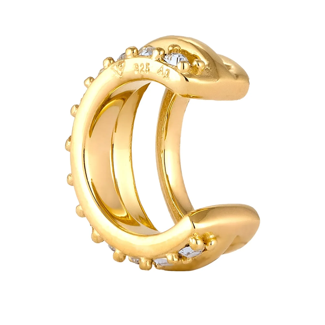 Elli "Earcuff | Glas Kristalle (Weiß)< Vergoldet|Ohrringe