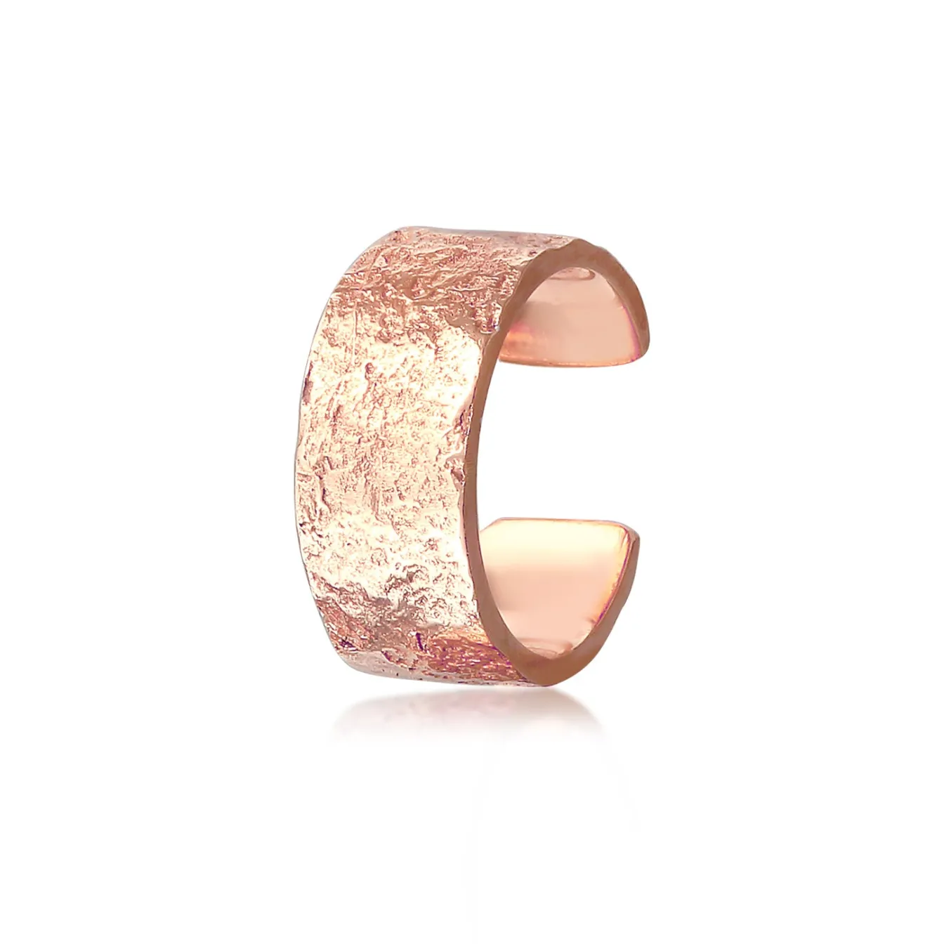 Elli "Earcuff Breit Basic Gehämmert 925 Silber< Roségold|Ohrringe
