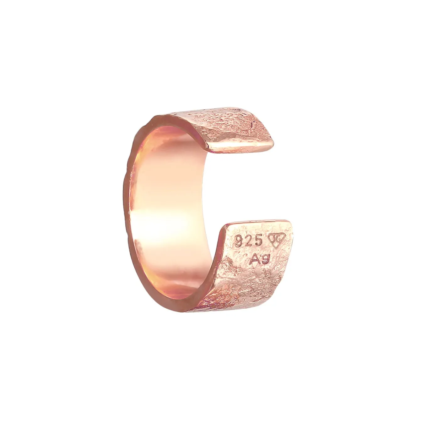 Elli "Earcuff Breit Basic Gehämmert 925 Silber< Roségold|Ohrringe