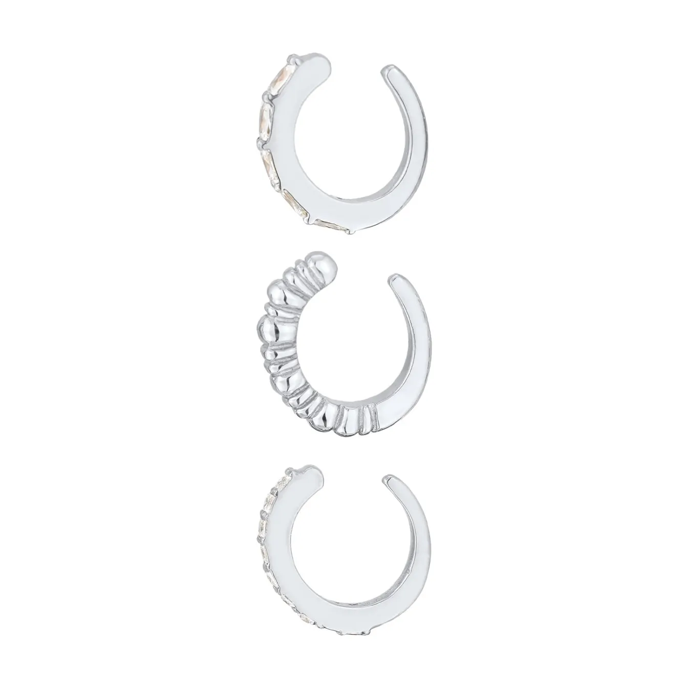 Elli "Earcuff 3er Set Geo | Zirkonia (weiß)< Ohrringe|Vergoldet