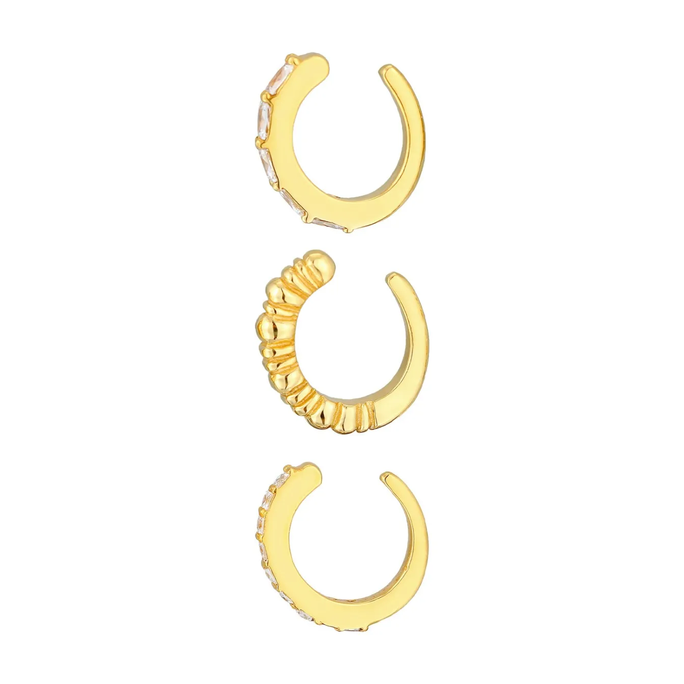Elli "Earcuff 3er Set Geo | Zirkonia (weiß)< Ohrringe|Vergoldet
