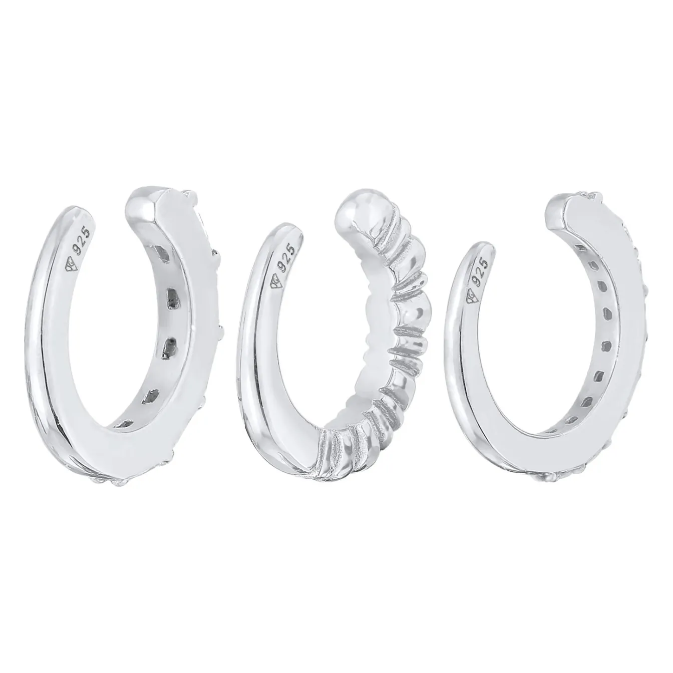 Elli "Earcuff 3er Set Geo | Zirkonia (weiß)< Ohrringe|Vergoldet